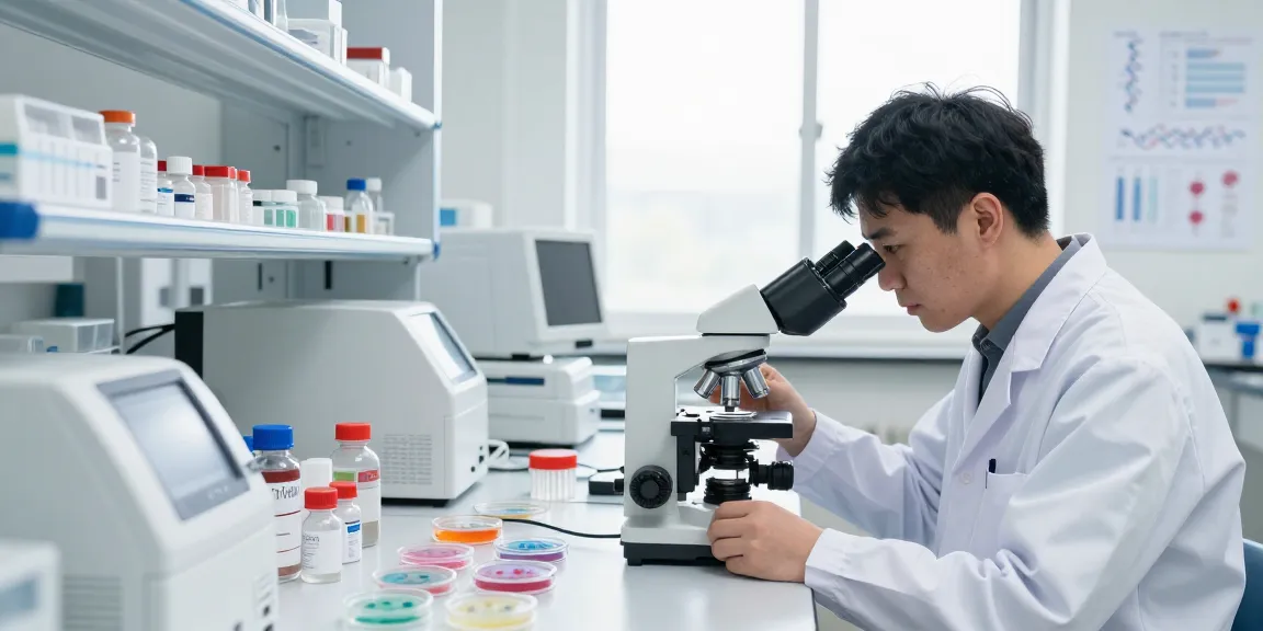 Research scientist analyzing peptides in a lab, showcasing Canadian peptide supplier's quality control.