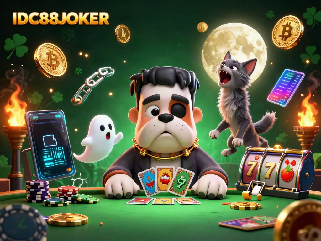 Experience slot gaming excitement with IDC88JOKER featuring a whimsical 3D casino scene.