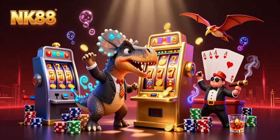 Navigating NK88's thrilling casino experience as a pachycephalosaurus hits the jackpot!