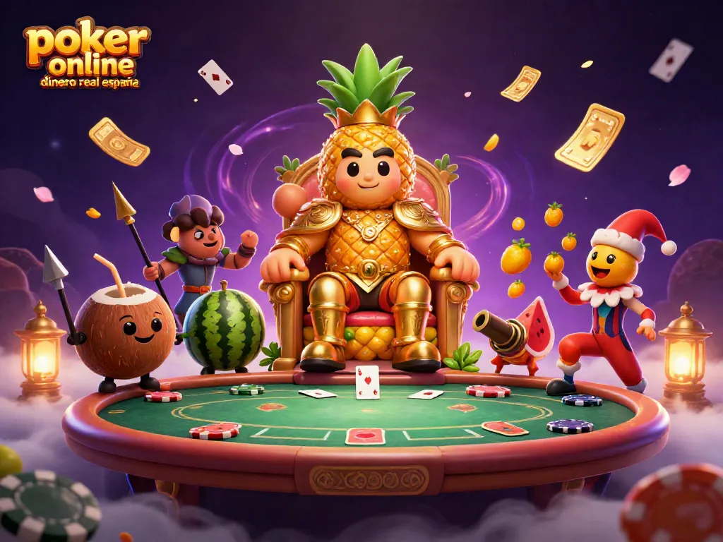 Disfruta del póker online dinero real España con emocionantes personajes en una escena vibrante de casino.