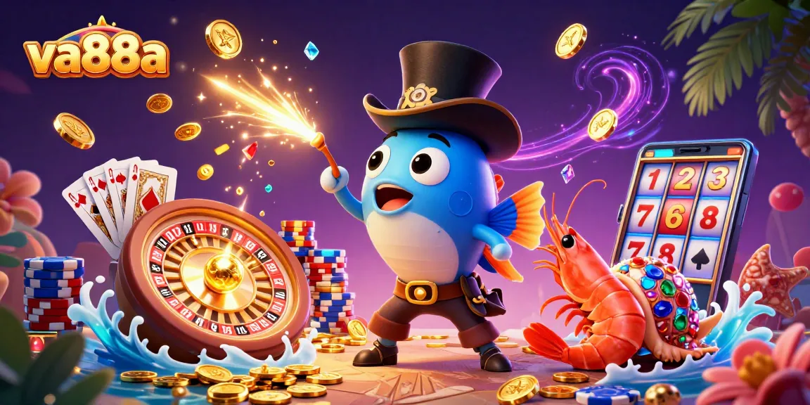va88a players immerse in a colorful casino world with an enchanting sea theme featuring animated characters.