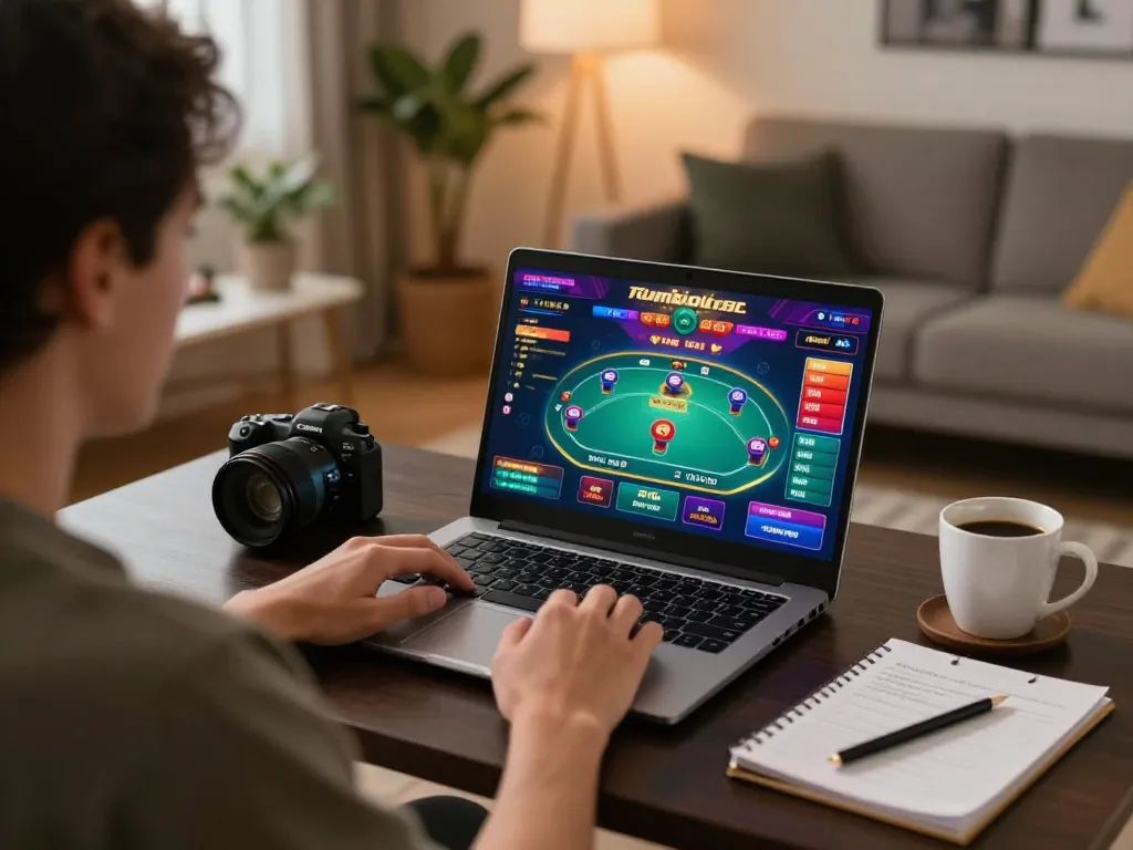 Fun88 online casino gameplay on a laptop, showcasing an engaging home gambling setup.