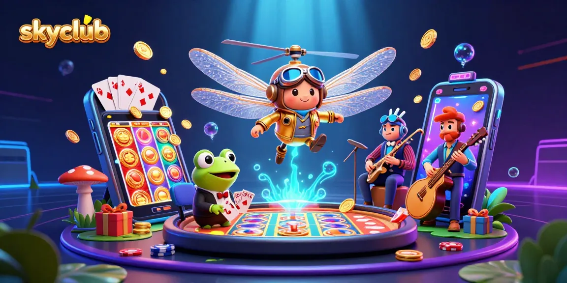Engage in thrilling gameplay at skyclub with a vibrant 3D casino scene full of excitement