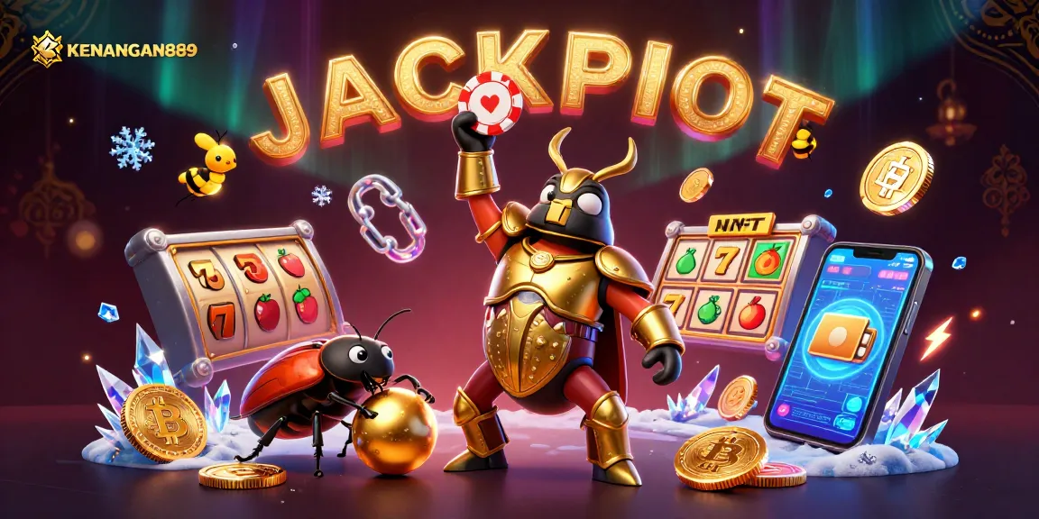 Experience winning excitement with KENANGAN889 in a vibrant jackpot-themed illustration.