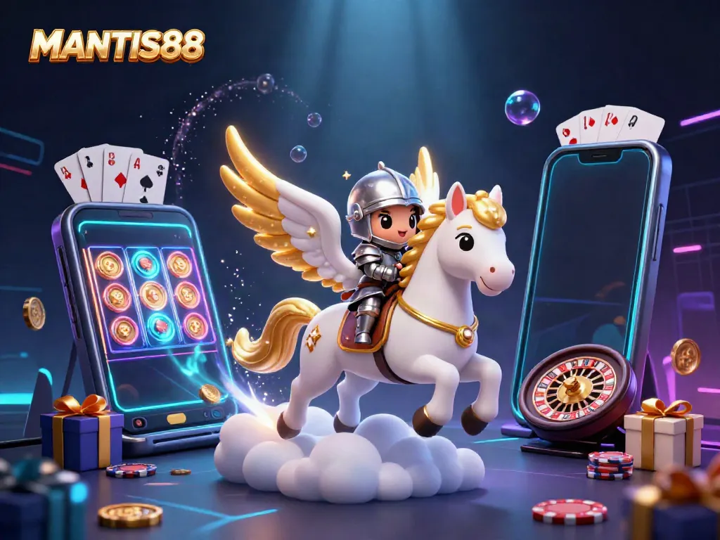 MANTIS88 offers an exciting gaming experience with vibrant casino elements, showcasing modern slot games.