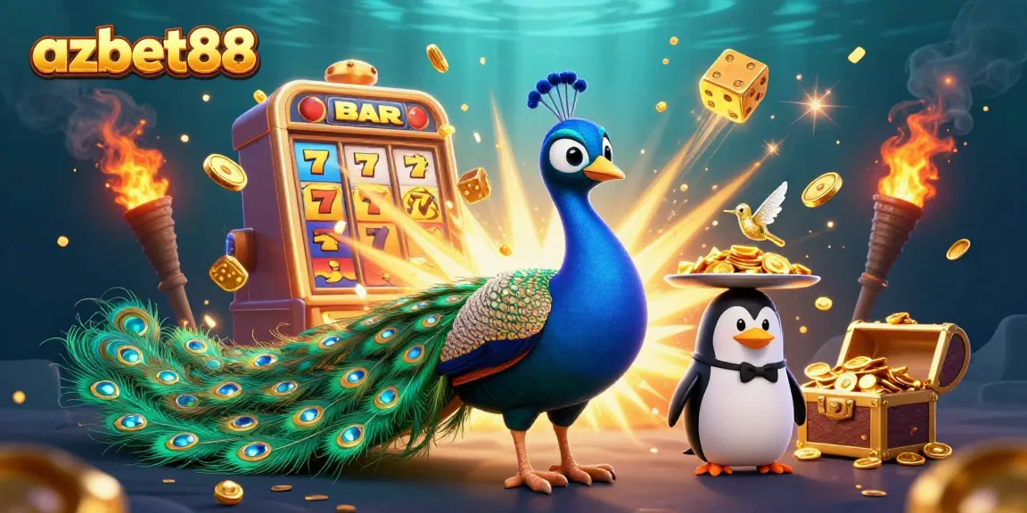 Experience the thrill of azbet88 gaming with a dazzling 3D illustration of casino excitement.