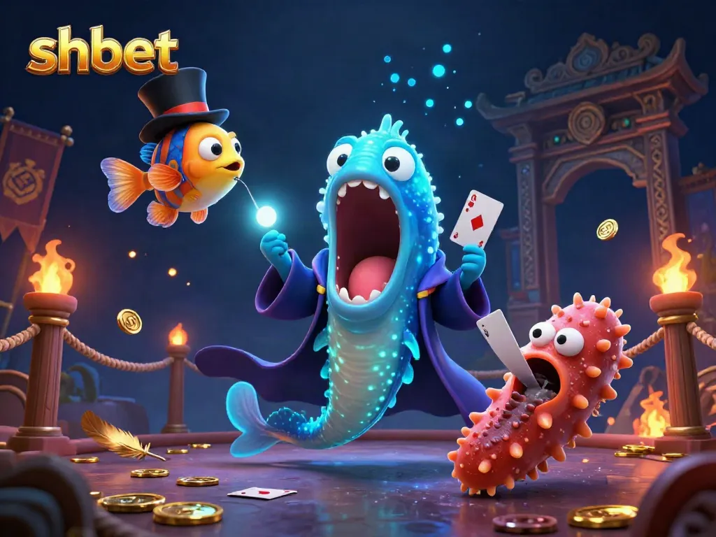 Engage with SHBET's vibrant 3D casino scene featuring dynamic characters and gaming elements.