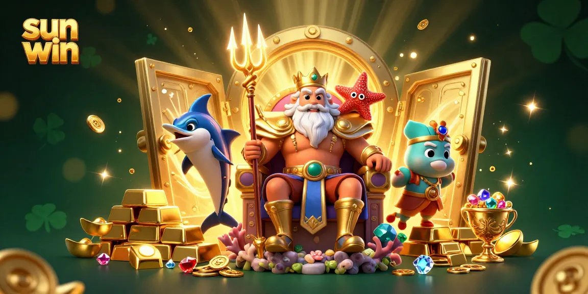 Win big with sun win in this vibrant underwater casino scene showcasing treasures and gaming excitement.