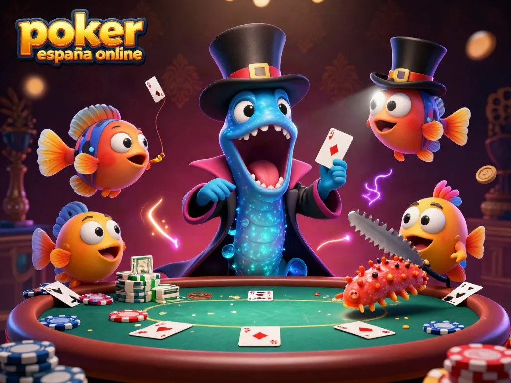 Disfruta del póker España online con póker en una mesa vibrante y colorida.
