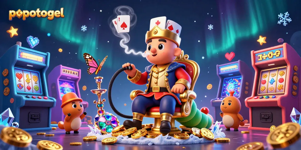 Experience the excitement of popotogel with a whimsical 3D illustration featuring vibrant casino elements.