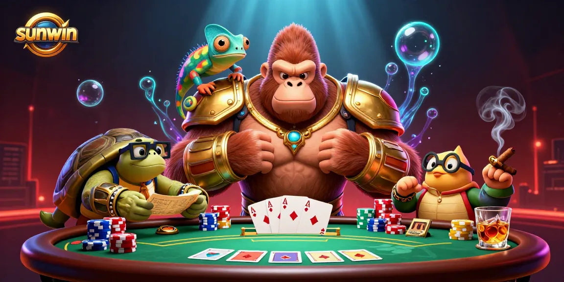 Engage in exhilarating poker action with Sunwin's dynamic casino characters and vibrant game elements.