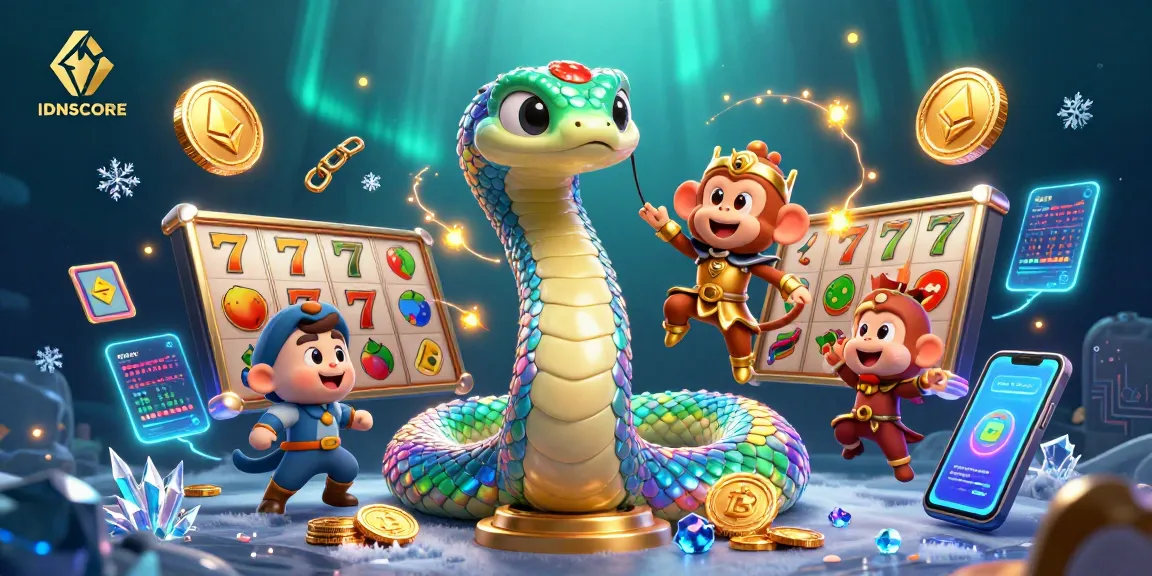 Experience thrilling slot games with IDNSCORE's vibrant casino illustration featuring rich gaming elements.