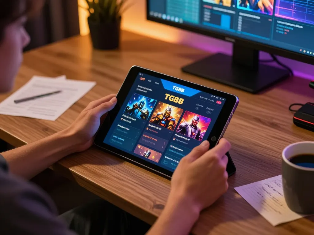 Engaging with the TG88 casino app in a cozy home gaming setup for responsible entertainment.