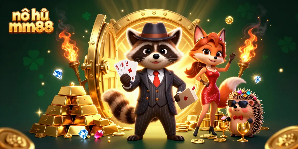 Play and win with nổ hũ mm88 in a vibrant 3D casino scene filled with jewels and excitement.