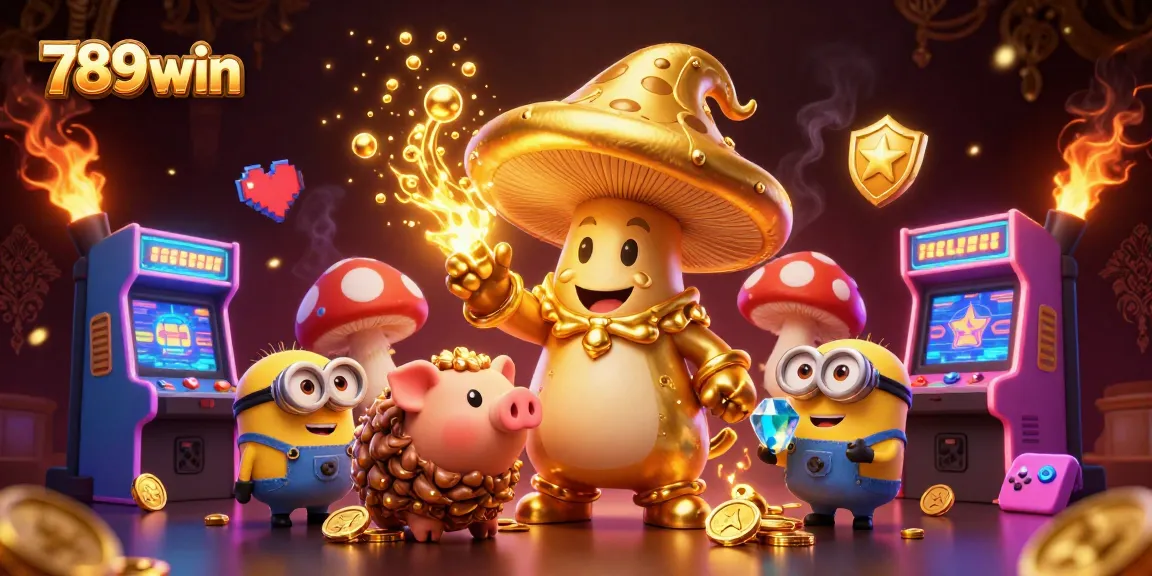 Engage with the playful 789win magic in a rich casino atmosphere featuring golden treasures.
