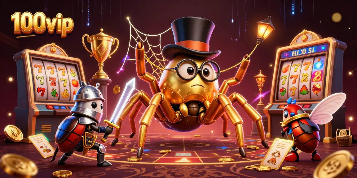 Experience thrilling slots at 100vip casino with vibrant characters, golden elements, and captivating action.