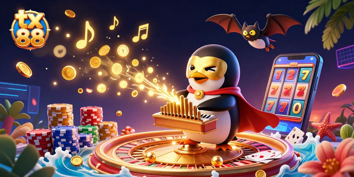 Engage in exhilarating gameplay with tx 88 in this vibrant casino scene featuring flying coins and sparkling gems.