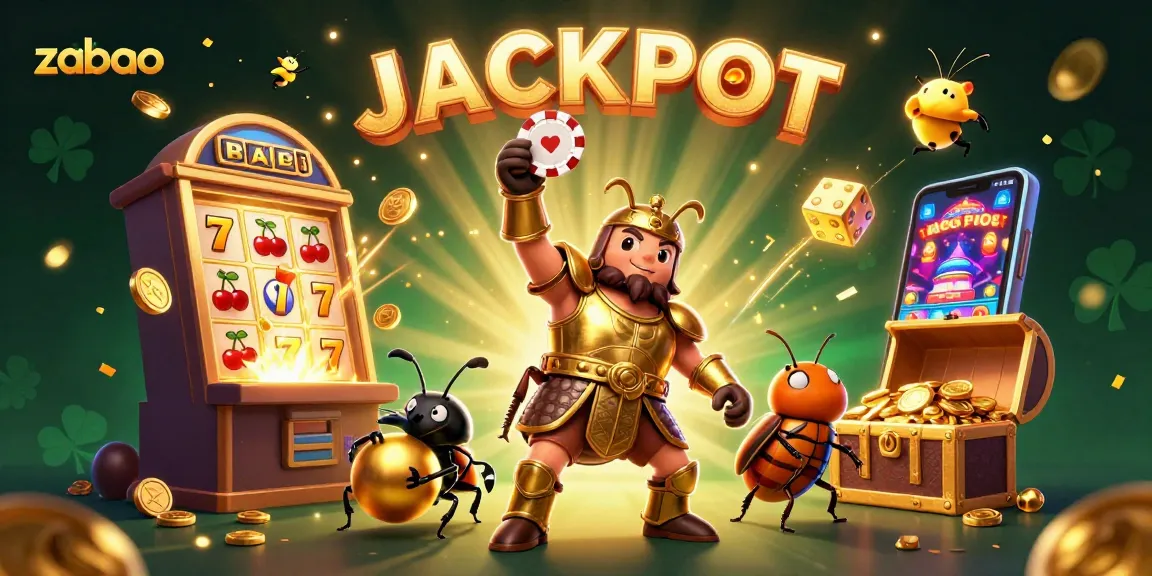 Experience the thrill of zaobao as a hercules beetle celebrates a jackpot in this dynamic casino scene.