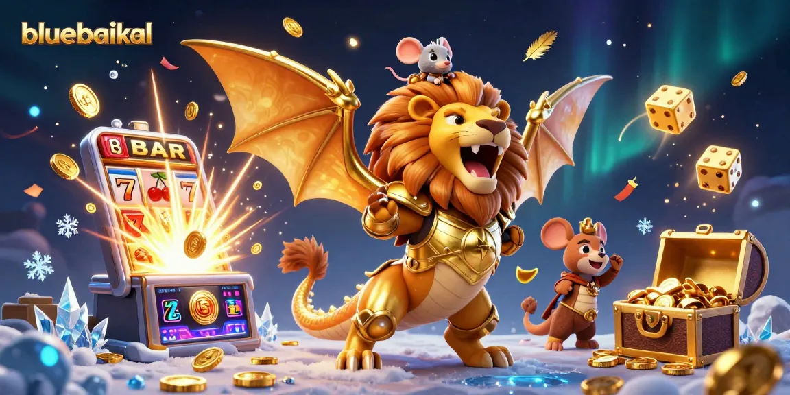 Spin to win at bluebaikal with vibrant slots and golden rewards in a colorful casino scene.