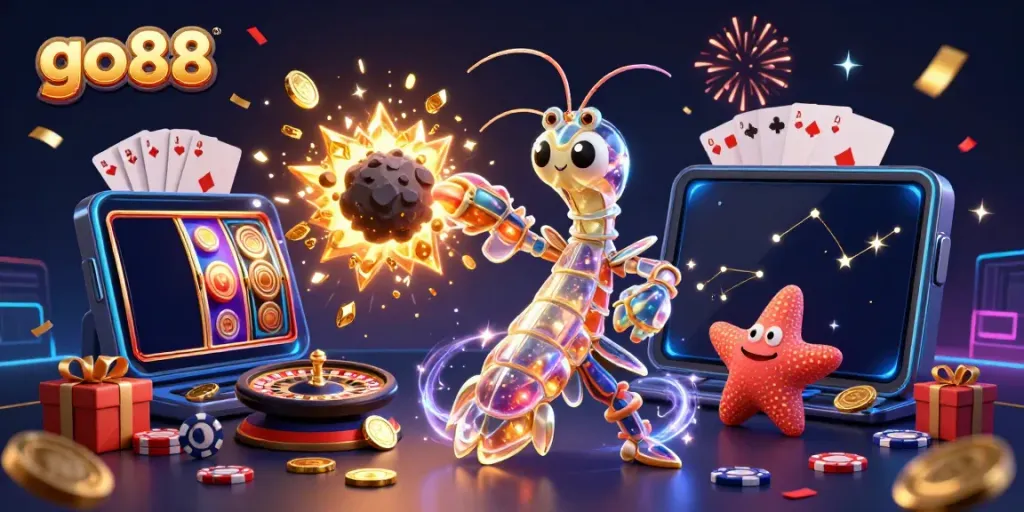 Engage in vibrant gaming action with go88 as the galactic samurai and his starfish guide explode asteroids into cash prizes.