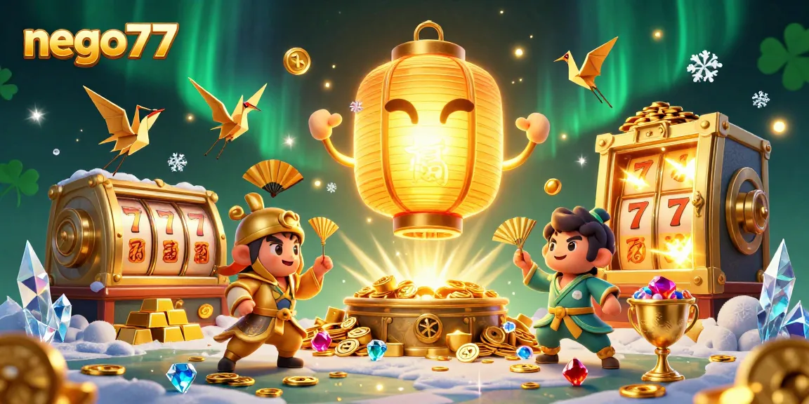 Nego77 enhances slot gaming excitement with vibrant casino visuals and lucky symbols.