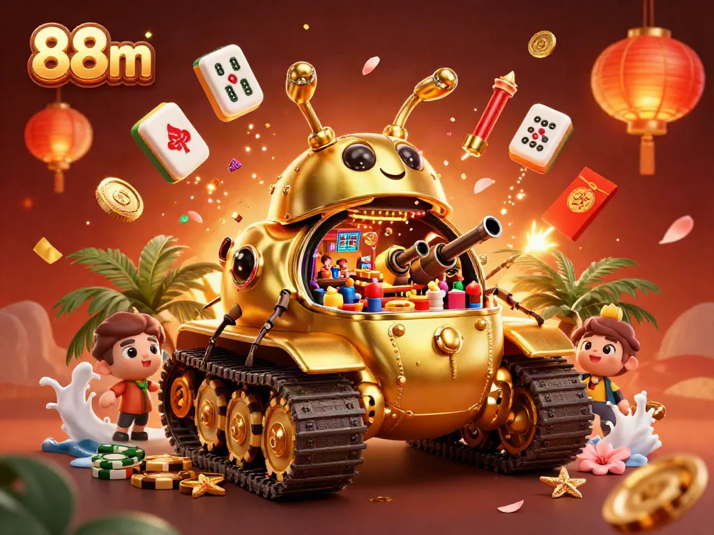 Experience thrilling wins at 88m with 3D themed casino action featuring unique gaming elements and golden aesthetics.