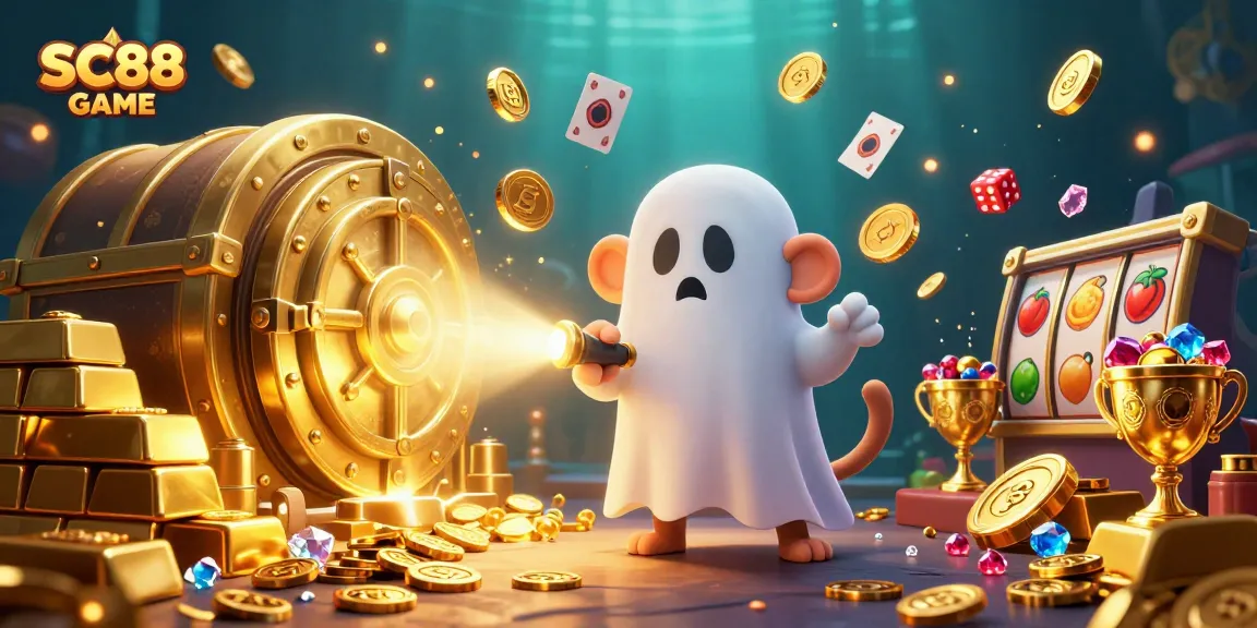 Experience thrilling SC88 GAME action in a vibrant online casino scene with a ghostly monkey and brave puppy.