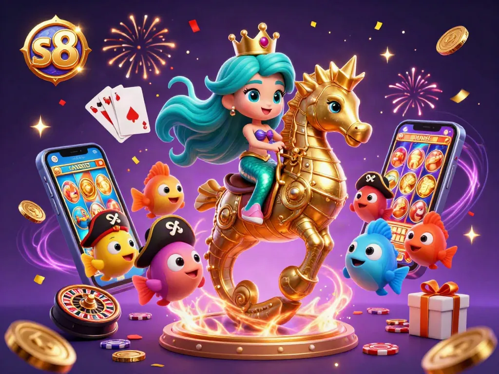 S8 provides a vibrant casino experience with colorful slot games and dynamic characters, enhancing player engagement.