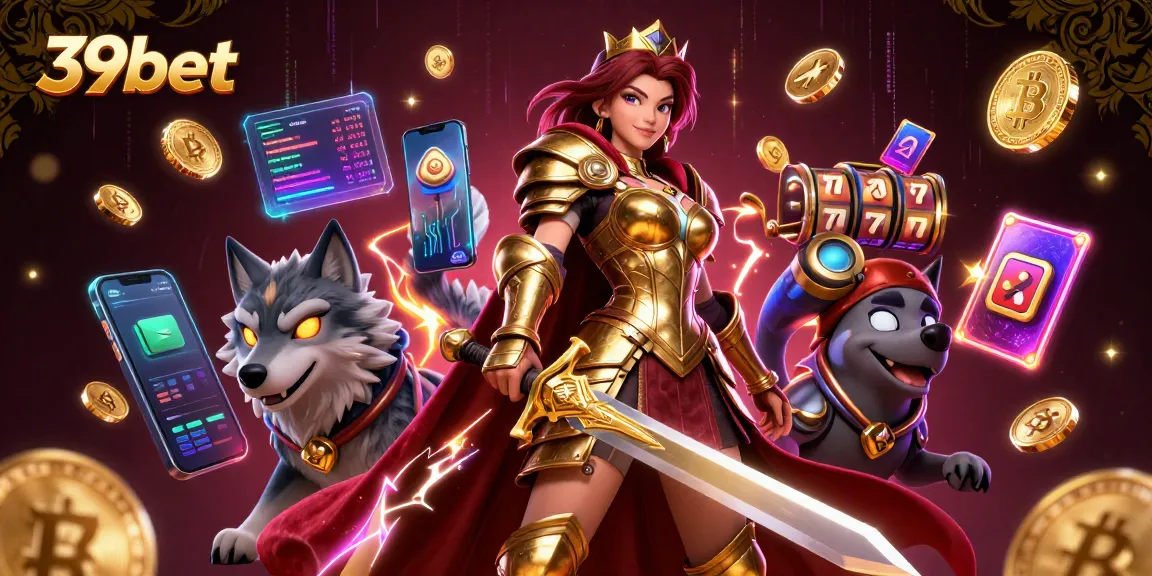 Engage in thrilling casino adventures with 39bet featuring a warrior queen and crypto elements.