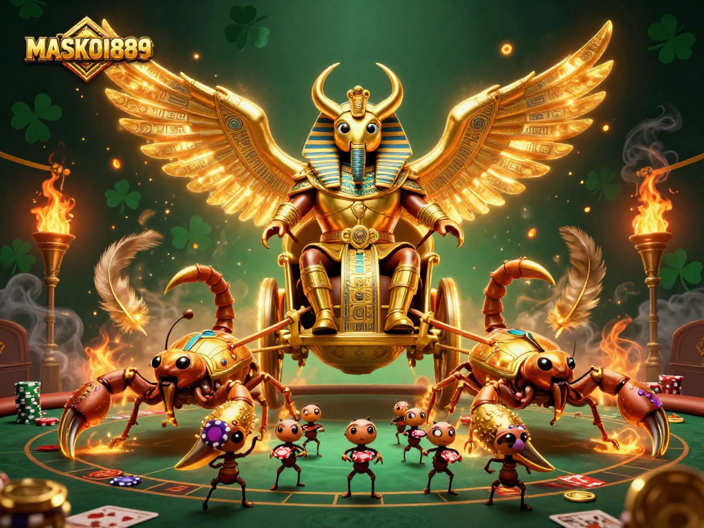 Engage with MASKOKI889, a thrilling poker scene featuring vibrant characters and dynamic gameplay elements.