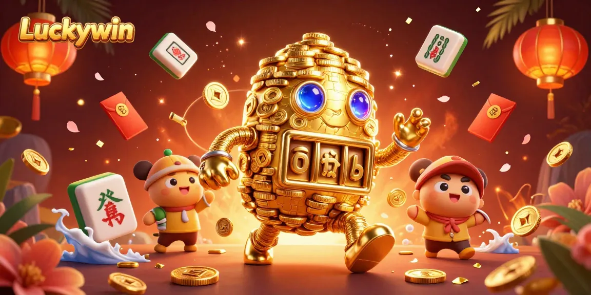 Experience thrilling gameplay at Luckywin with a dynamic 3D casino scene featuring vibrant elements.