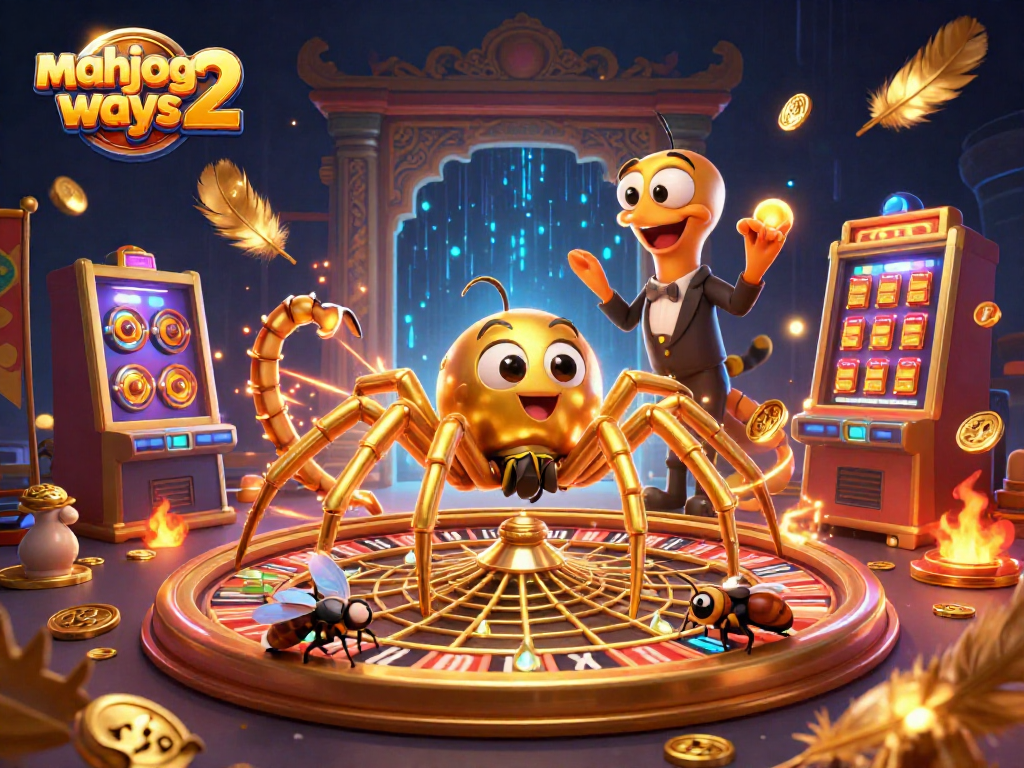 Experience the excitement of mahjong ways 2 with a dynamic scene featuring golden spider and centipede croupier.