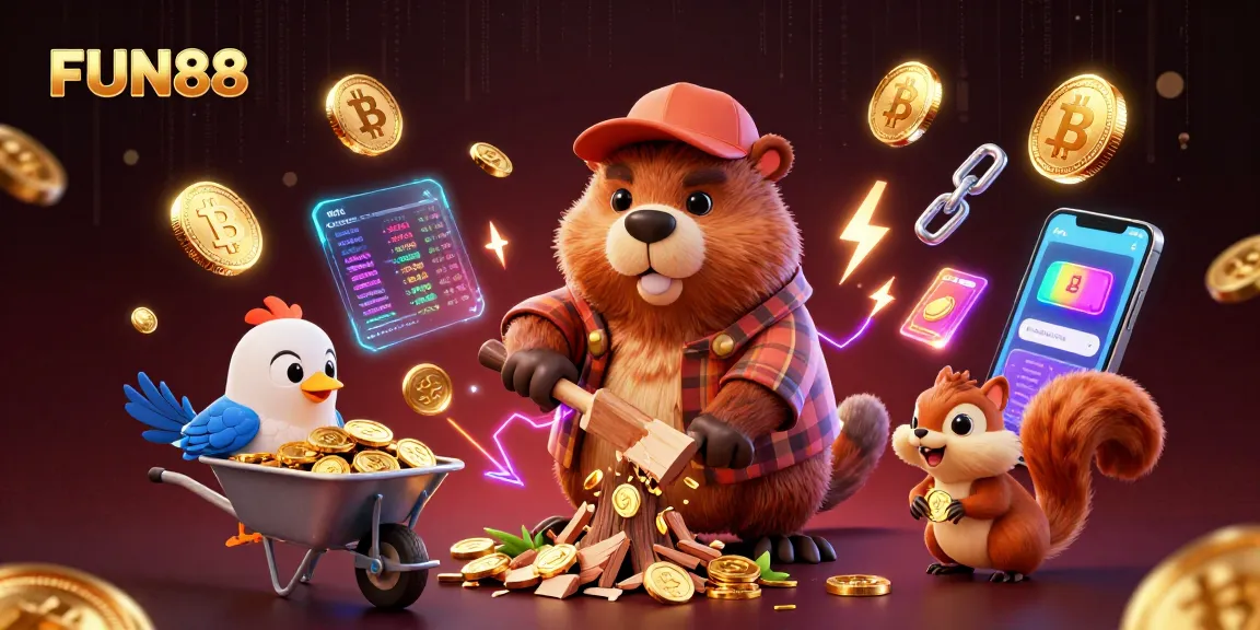 FUN88 engages players with thrilling visuals of gold coins and characters in a vibrant online casino scene.