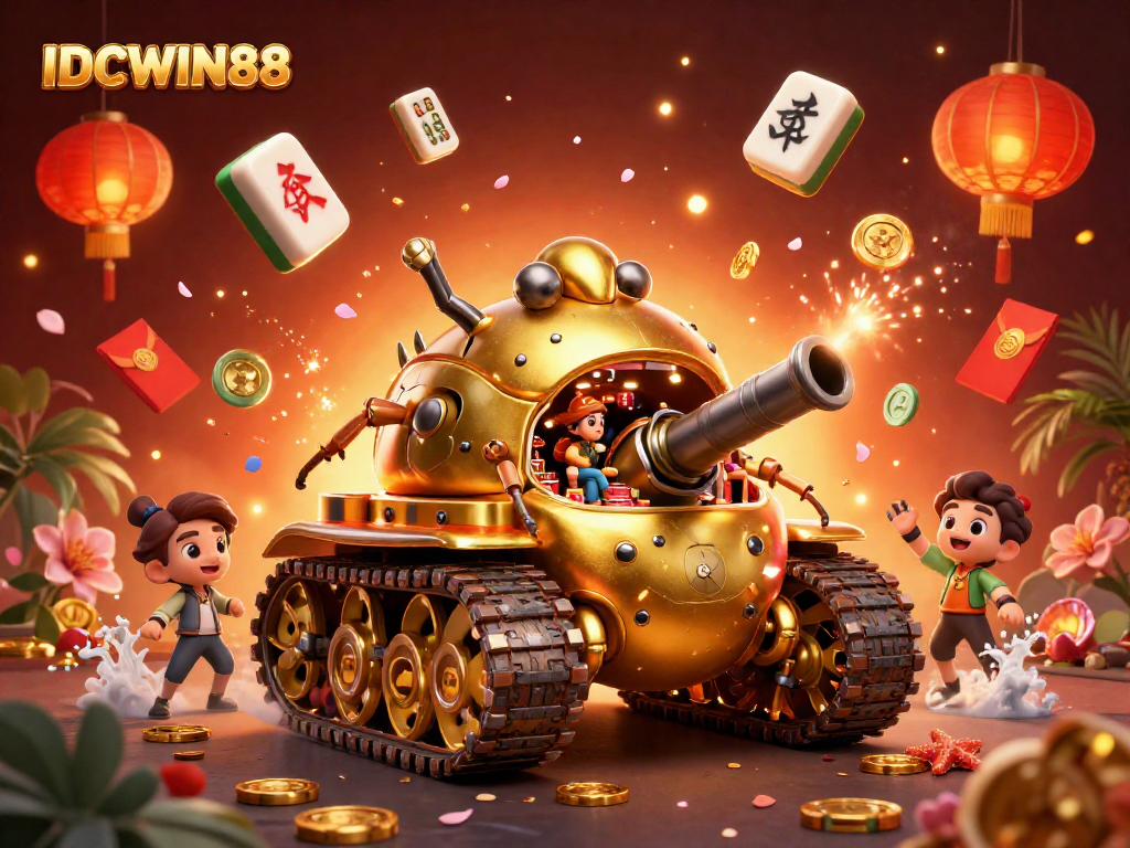Experience vibrant gaming excitement with IDCWIN88 in a bustling miniature casino scene.