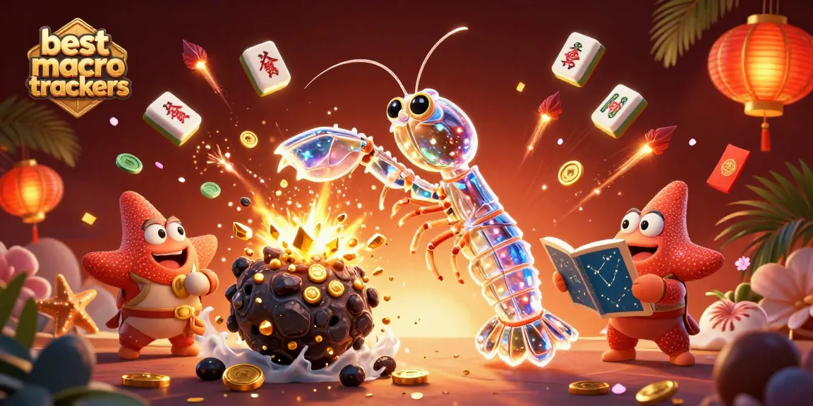 Engage with the best macro trackers as a galactic shrimp conquers an asteroid, showcasing lively casino elements.