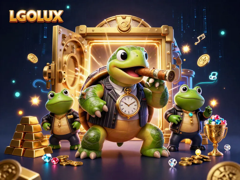 Experience the thrill of LGOLUX gaming with the cartoon mobster turtle and stunning visuals.