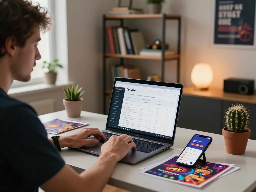 Boost your income with the BetVisa affiliate program in a vibrant home office setting