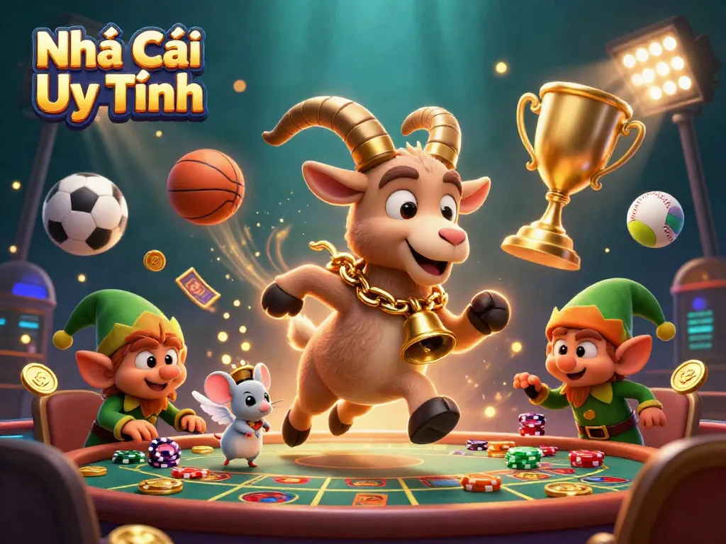 Experience the thrilling world of Nhà Cái Uy Tín, where festive chaos meets strategic gambling in a 3D illustrated casino.