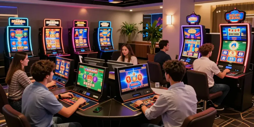Diverse players enjoying H19 gaming experiences in a vibrant online casino.