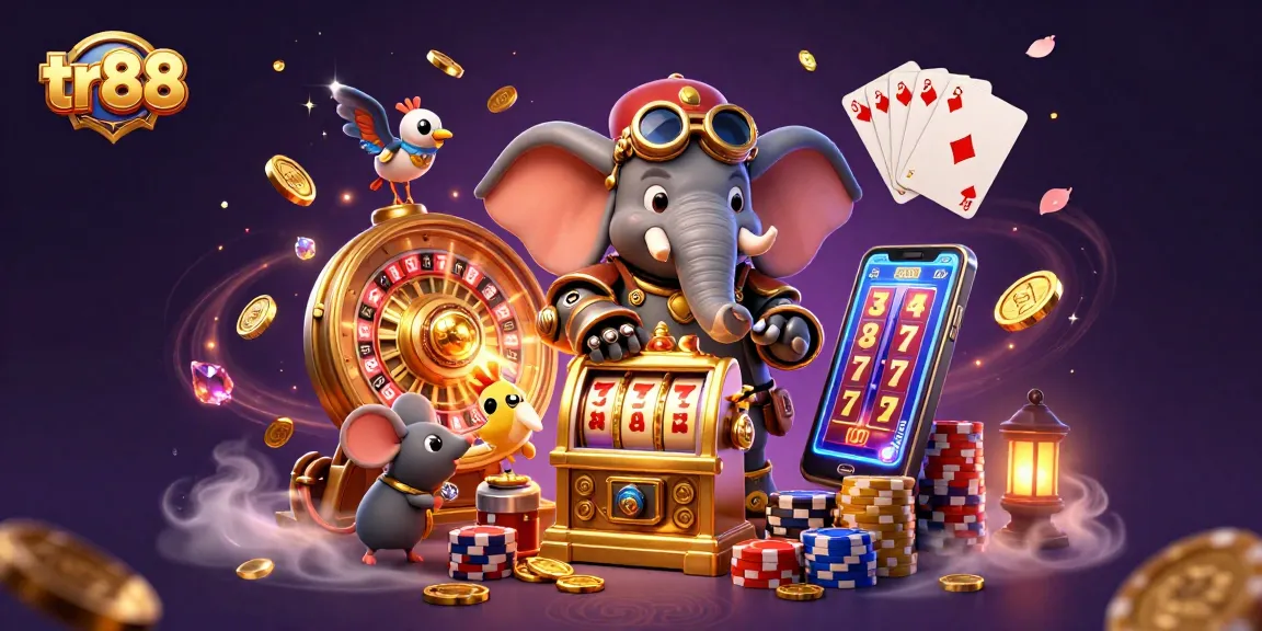 Spin to win with tr88's dazzling slots and animated steampunk elements in a vibrant casino scene.