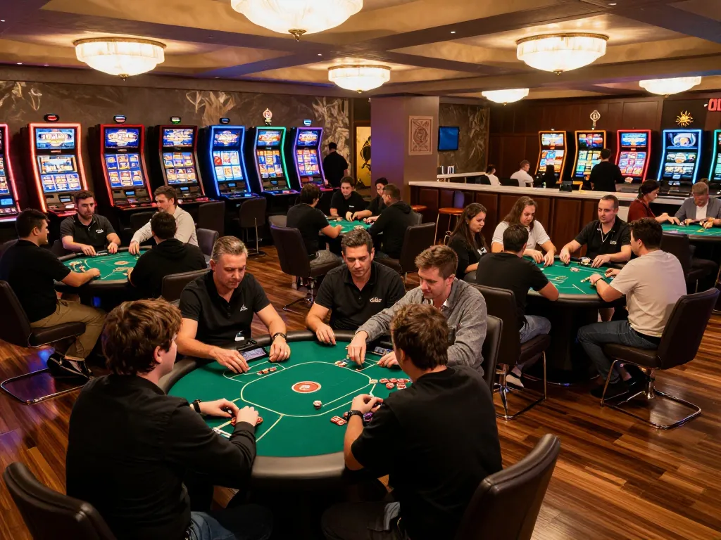 Players enjoy strategic poker games at B52club, engaging in lively gameplay in an upscale casino setting