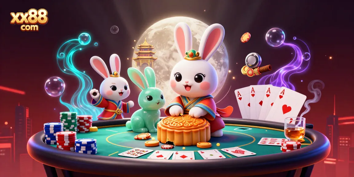 Engage in thrilling gameplay at xx88 com featuring dynamic poker action within a mystical lunar setting.
