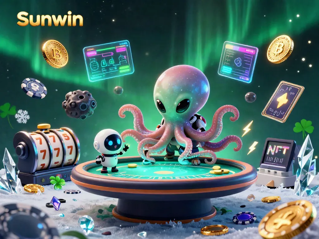 Engage with Sunwin's thrilling poker experience through an immersive cosmic scene.