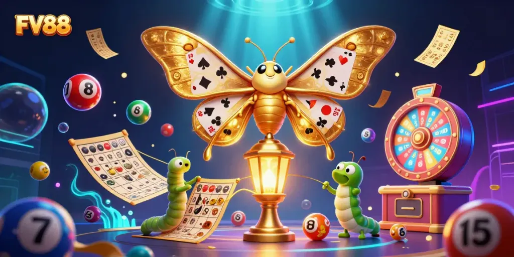 Experience thrilling casino gaming with FV88, where colorful lottery elements create an exciting atmosphere.
