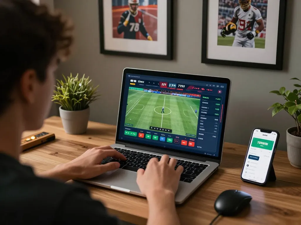 Engaging online sports betting scene showcasing 789WIN app and live game interface.