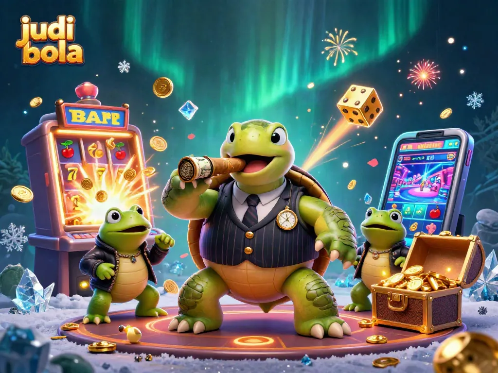 Engage in judi bola with a vibrant casino scene featuring unique characters and game elements.