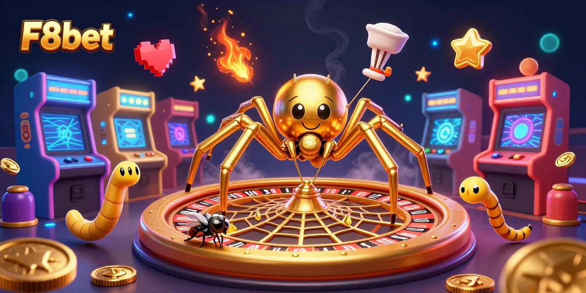 Experience thrilling bets with F8bet's unique roulette wheel featuring golden spider and engaging game elements.