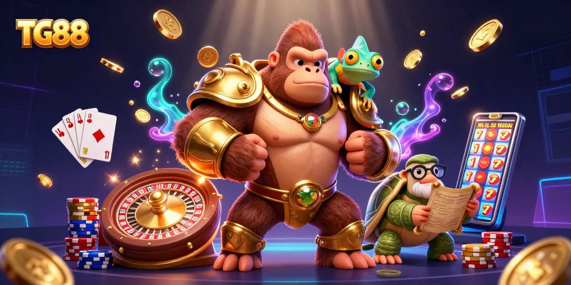Experience thrilling gaming with TG88 as a powerful king and his allies celebrate luck and fortune.