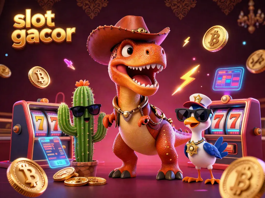 Experience the thrill of slot gacor gameplay with vibrant characters and casino elements.