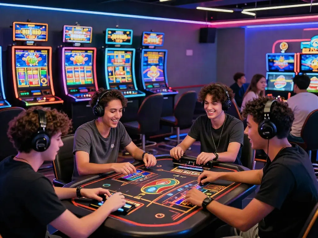 Engaged players enjoying a dynamic online gaming experience at https://da88z.net/ with vibrant lighting and modern gaming tables.